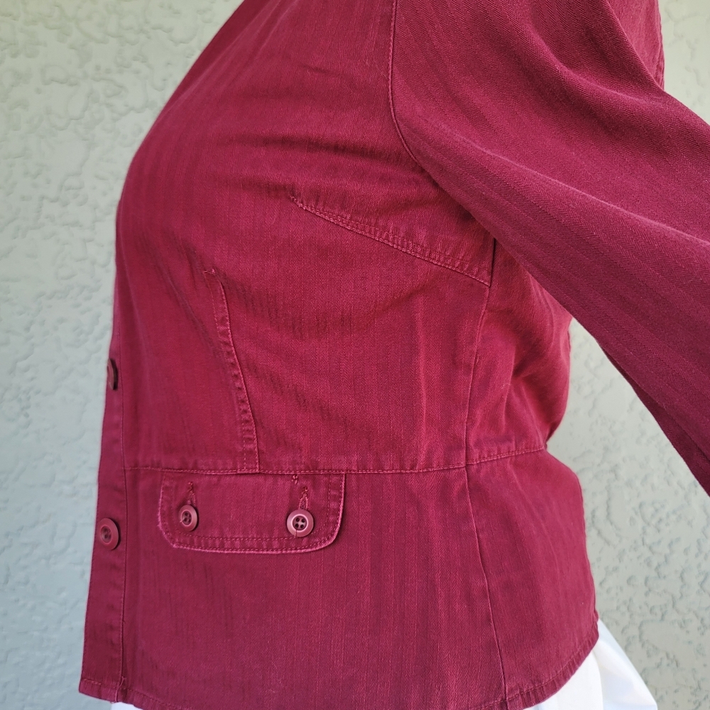 ❤️Red Burgundy Fall Jacket 100% Cotton Vintage Apt 9  sz Large Light Jacket EUC - Picture 5 of 12